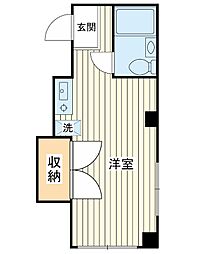 ハイブリッジ 1階ワンルームの間取り