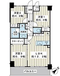 コスモ浦安 3LDKの間取図画像