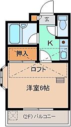 メゾン越仙 1Kの間取図画像