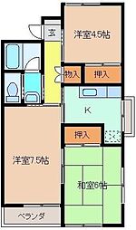 ハイツアバンテB 3Kの間取図画像
