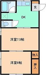 アベニールあざみ 2DKの間取図画像