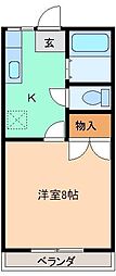 パルテノン中野2 1Kの間取図画像