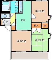 セゾンソレーユ　Ａ 1階3DKの間取り