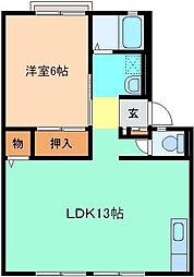ラ・パサージュ　Ａ 102 1階1LDKの間取り