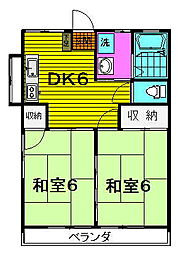 ツインハイツB 2DKの間取図画像