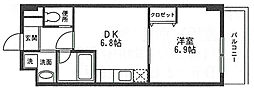 かむろ坂サンハイツ 1DKの間取図画像