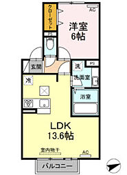 プロムナード　デュオ 1階1LDKの間取り