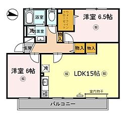 エスポワール二見 2LDKの間取図画像