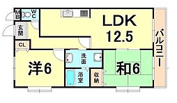 サニーコート伊丹 2LDKの間取図画像