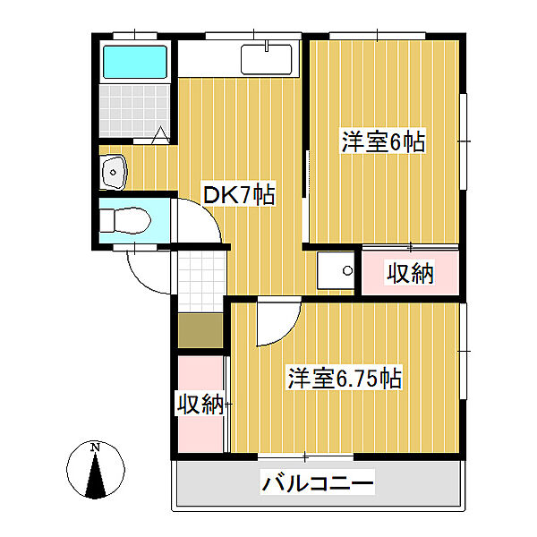 ハイツブラボー ｜長野県上田市五加(賃貸アパート2DK・2階・44.50㎡)の写真 その2