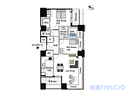 ザ六本木東京クラブレジデンス 2LDKの間取図画像