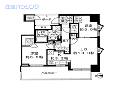 ワールドシティタワーズブリーズタワーB2棟 2LDKの間取図画像