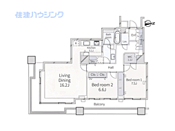 東京パークタワー 2LDKの間取図画像