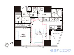 ディアクオーレ白金高輪 1LDKの間取図画像