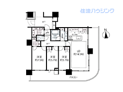 HARUMIFLAGSUNVILLAGET棟 3LDKの間取図画像