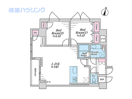 2LDK 間取り