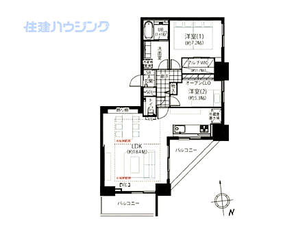 2LDK 間取り