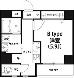 リブリ・うえの 1Kの間取図画像