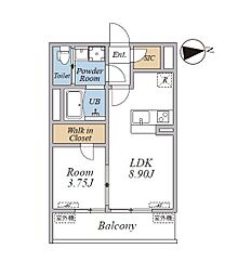 大田区南千束1丁目マンション 1LDKの間取図画像