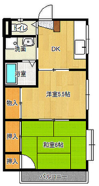 コトブキハイツ 201｜埼玉県北葛飾郡松伏町大字松伏(賃貸アパート2K・2階・33.00㎡)の写真 その2