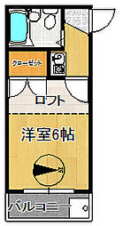 リバーサイド吉川A 1Kの間取図画像