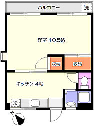 都営大江戸線 麻布十番駅 徒歩3分の賃貸マンション 6階1DKの間取り