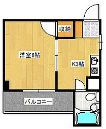 広島電鉄5系統 比治山橋駅 徒歩12分の賃貸マンション 5階1Kの間取り