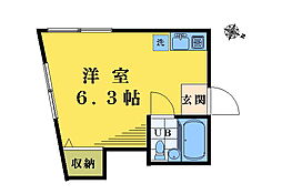 エトワール落合 2階ワンルームの間取り