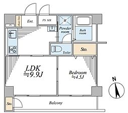 ダイアパレス大通り公園 1DKの間取図画像