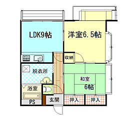 伊勢屋ビル 4階2LDKの間取り
