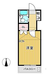 ジェイテラス草加 2階1Kの間取り