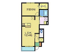 ティアラB 1LDKの間取図画像