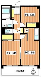 グレイス元住吉 2DKの間取図画像