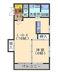 ディア・ハイム23 1LDKの間取図画像