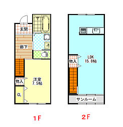 JR常磐線 十王駅 徒歩6分の賃貸一戸建て 2階1LDKの間取り