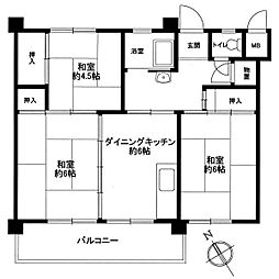 磯子住宅3903 3DKの間取図画像