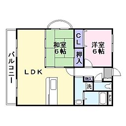 アヴィタンテ鴻池 2階2LDKの間取り