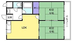 リバーサイド岡村 2LDKの間取図画像
