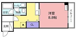ディアハイム鴻池 1Kの間取図画像