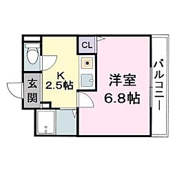 ドリームネオポリス北鴻池 1Kの間取図画像