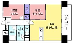 キングマンション鴻池 2LDKの間取図画像
