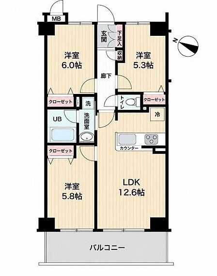 3LDK 間取り
