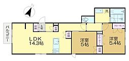 世田谷区松原2丁目マンション 2LDKの間取図画像