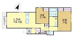 世田谷区松原2丁目マンション 2LDKの間取図画像