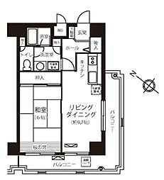 ピュアシティ横浜2 1LDKの間取図画像