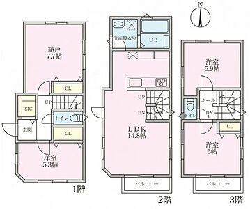 間取り:玄関横にSICが配置されており、靴だけでなくベビーカーやアウトドア用品などもスッキリ収納できます。2階に水廻りを集約した家事動線良好な間取りです。 間取り:玄関横にSICが配置されており、靴だけでなくベビーカーやアウトドア用品などもスッキリ収納できます。2階に水廻りを集約した家事動線良好な間取りです。