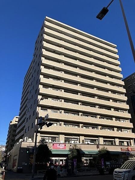 ペット飼育可能(中型犬2匹まで、細則有)。重厚感のある14階建て大型レジデンス。前面道路が開けており、上層階はもちろん中低層階までしっかりと陽光が差し込む明るい佇まいです。