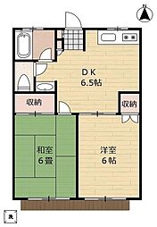 染谷ファミールメゾン2 2DKの間取図画像