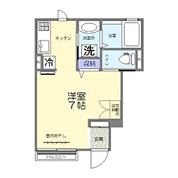 シャルール　ドゥ　ジュアン 1階ワンルームの間取り