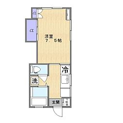 ISOT羽田 1階1Kの間取り